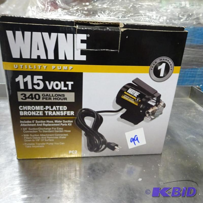 lot 99 image: New in Box WAYNE 115 volt 340 gph utility pum...