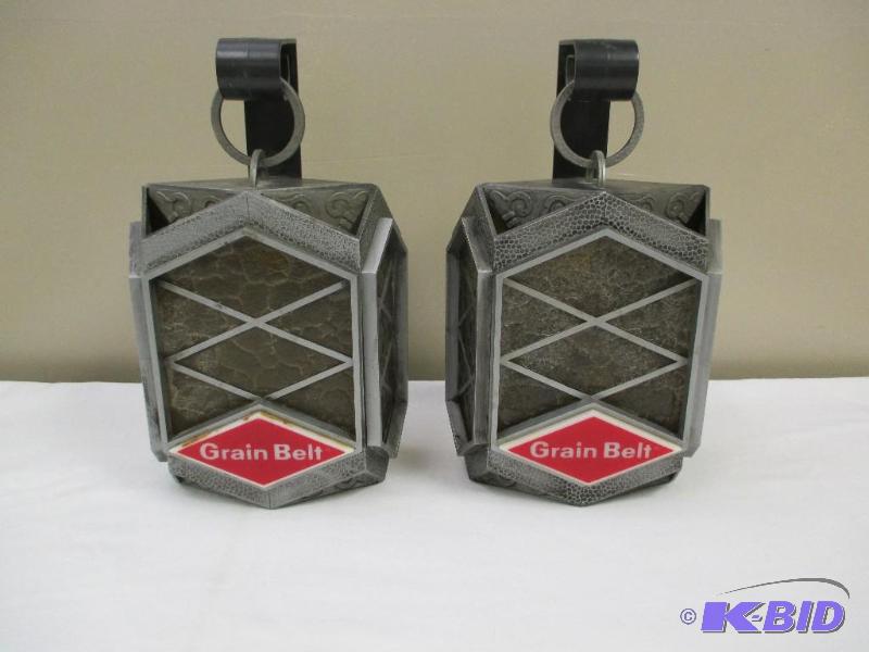 lot 1 image: 2 Grain Belt Bar Lantern Lights