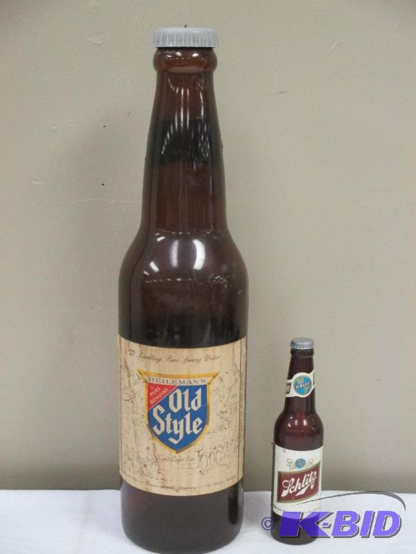 lot 12 image: Heilemans Old Style Beer Bottle & Schlitz Flashlight