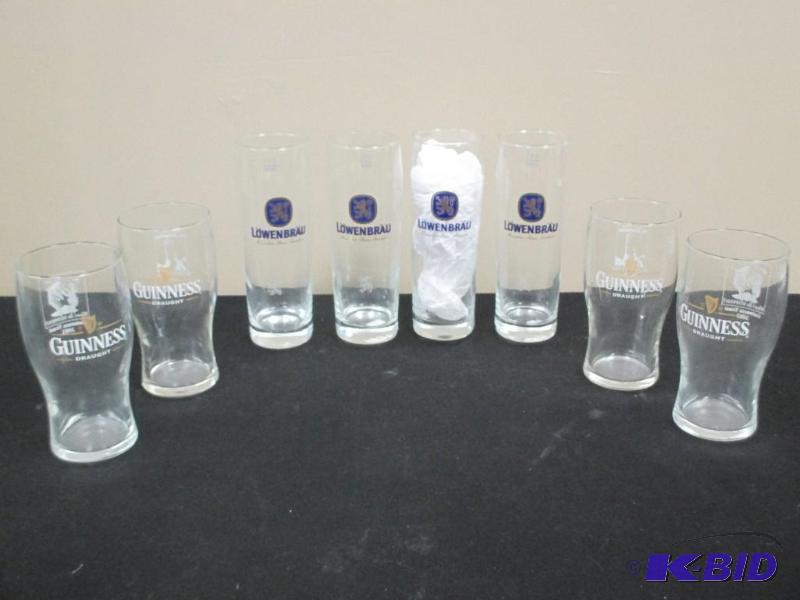 lot 21 image: 8 Beer Glasses - Lowenbrau & Guinness
