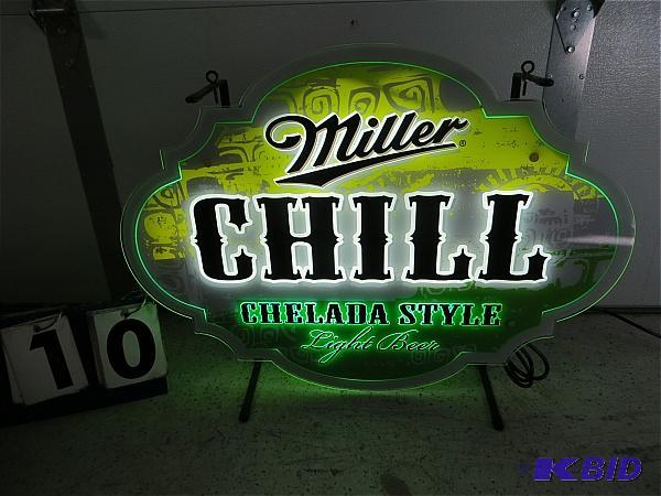 lot 10 image: Miller Chill Light Beer Sign