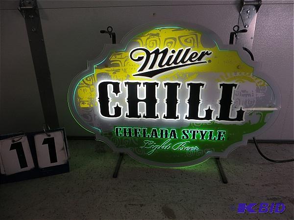 lot 11 image: Miller Chill Light Beer Sign