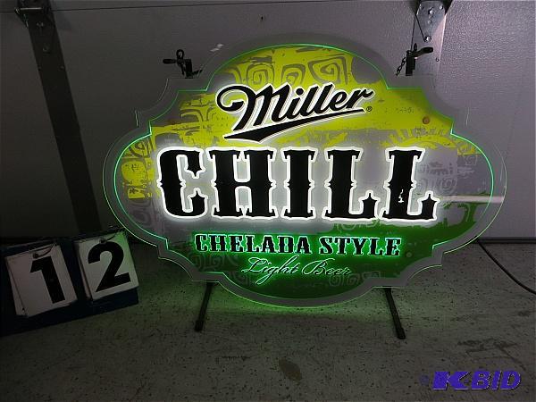 lot 12 image: Miller Chill Light Beer Sign