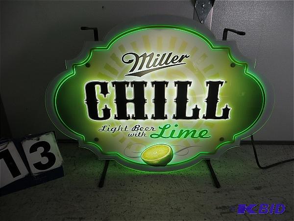 lot 13 image: Miller Chill Light Beer Sign