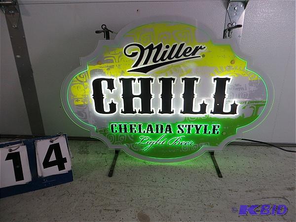lot 14 image: Miller Chill Light Beer Sign