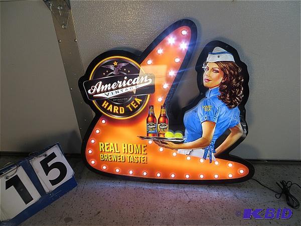 lot 15 image: American Vintage Hard Tea Lighted Sign