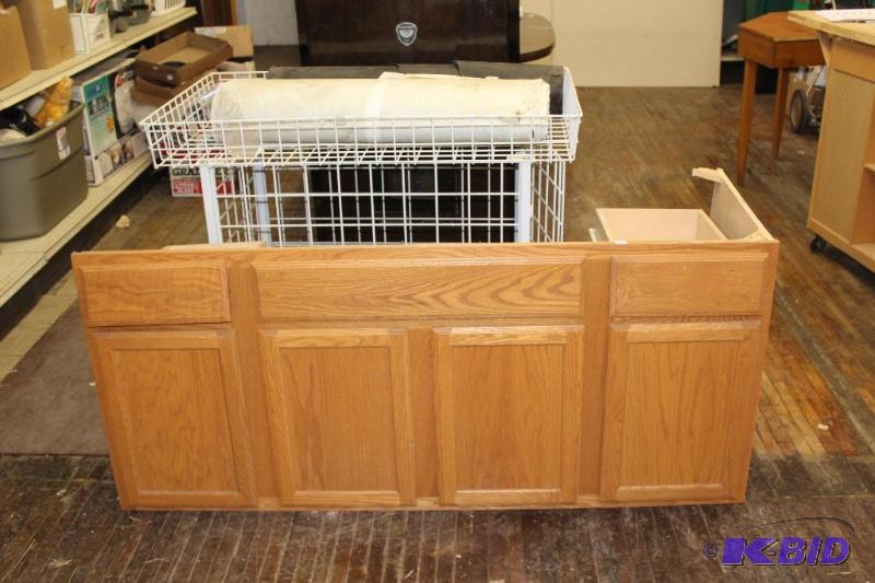 lot 112 image: Solid Oak Cabinet Front with Drawers, Fits th...