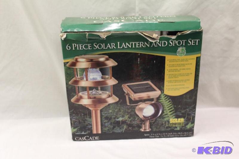 lot 138 image: 6 Piece Solar Lantern and Spot Set  New In Bo...