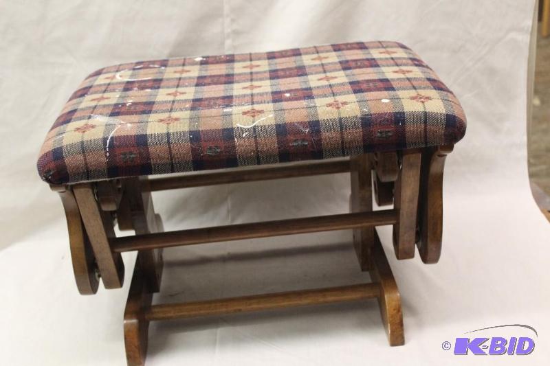 lot 145 image: Glider Rocker Ottoman, could use reupholsteri...