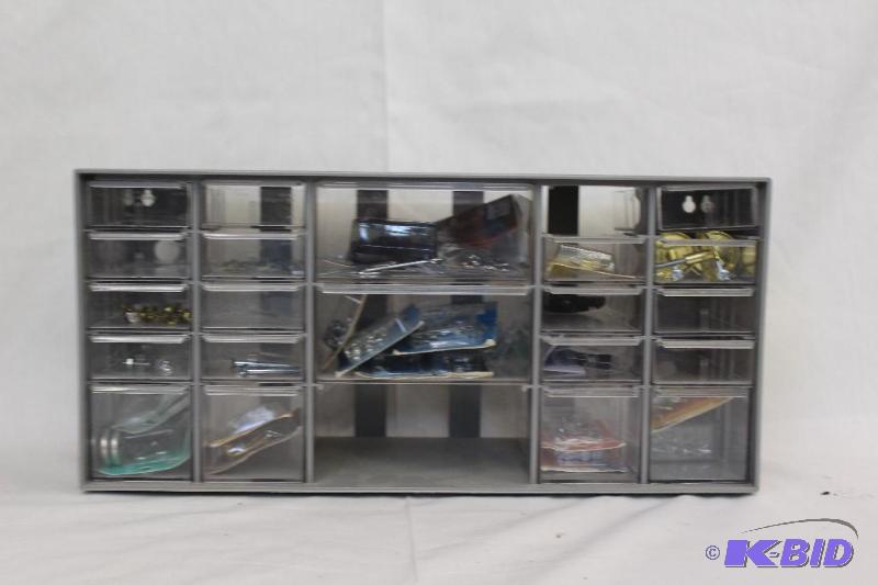 lot 48 image: Hardware Organizer Bin with contents ...