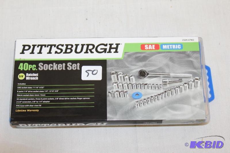 lot 50 image: NEW 40 Piece Pittsburgh Socket Set, 38"...