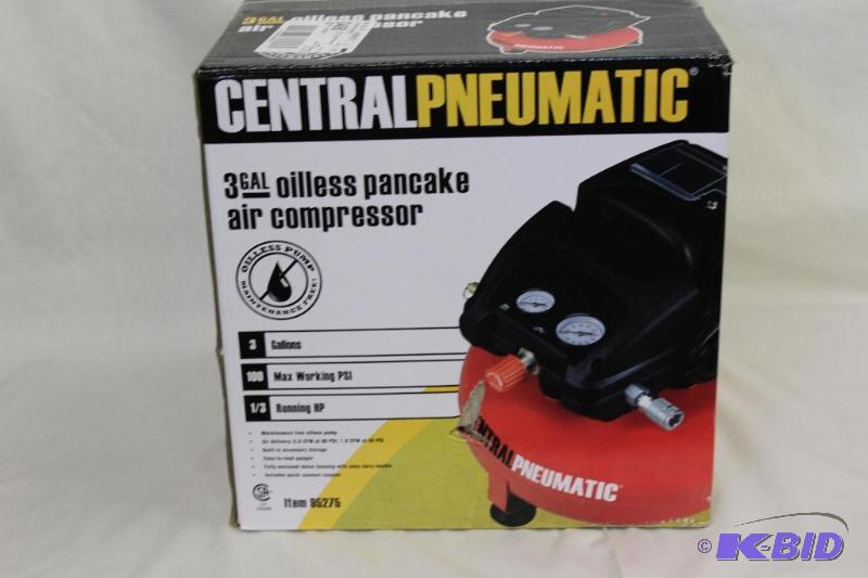 lot 73 image: NEW Central Pneumatic 13HP 3 Gal. Pancake Air Compressor