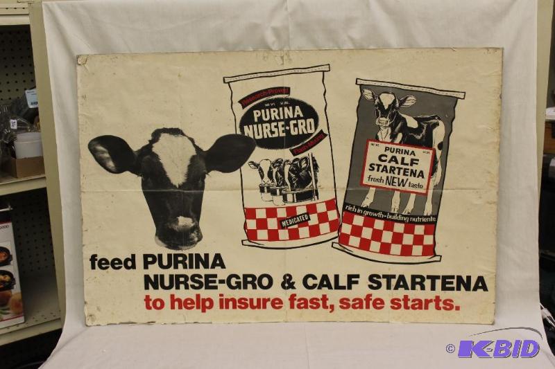 lot 75 image: Vintage Purina Sign, Paper on Cardboard...