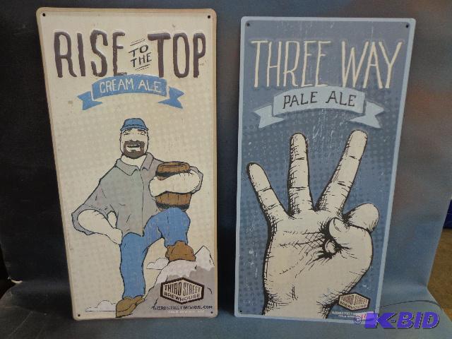 2 Metal Beer Signs   Three Way is 12 X 23  Ri...