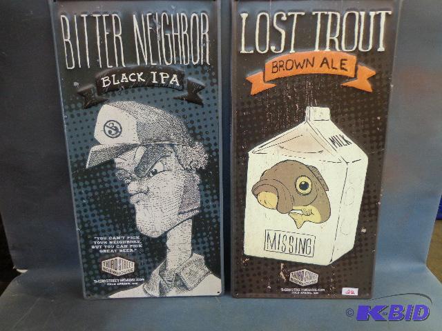 (2) Metal Beer Signs   Lost Trout 12 X 24  Bi...