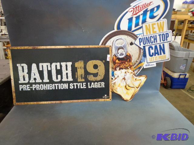 (2) Metal Beer Signs   Batch 19 24 X 14  Mill...