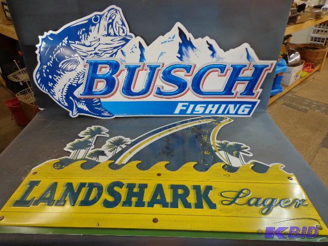 2 Metal Beer Signs   Busch 34 X 16  Landshark...