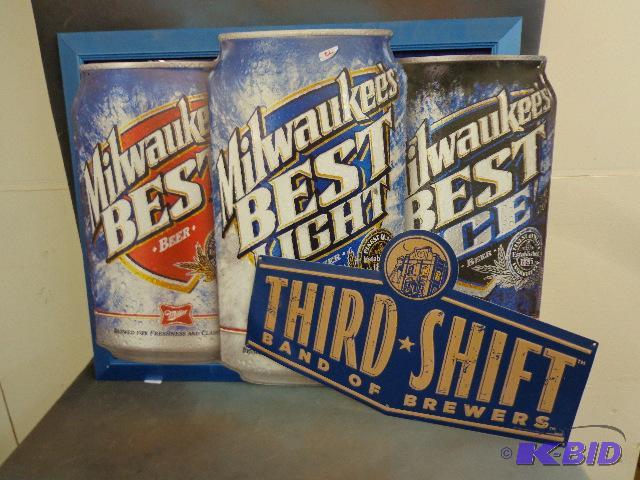 (2) Beer Signs   Third Shift 24 x 14  Milwauk...