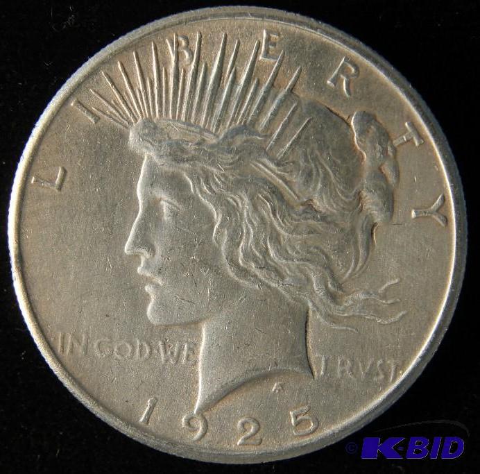 lot 100 image: 1925 PEACE SILVER DOLLAR AU