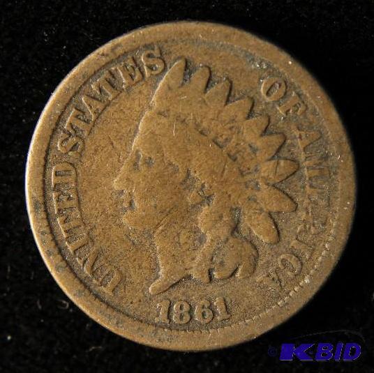 lot 101 image: 1861 COPPER NICKEL INDIAN HEAD CENT VG
