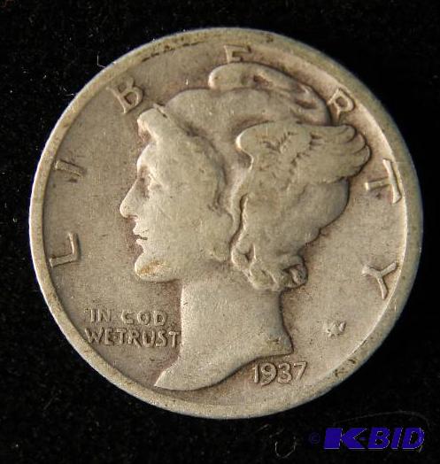 lot 104 image: 1937 S MERCURY SILVER DIME