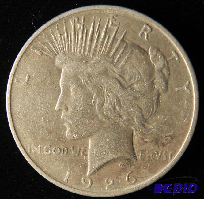 lot 109 image: 1926 D PEACE SILVER DOLLAR VF