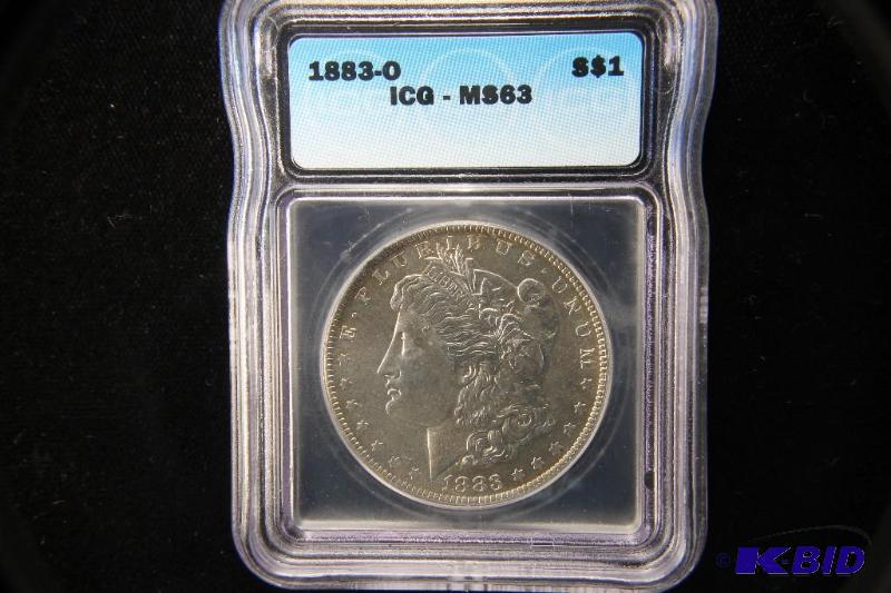 lot 114 image: 1883 O MORGAN SILVER DOLLAR BU UNC ICG MS 63