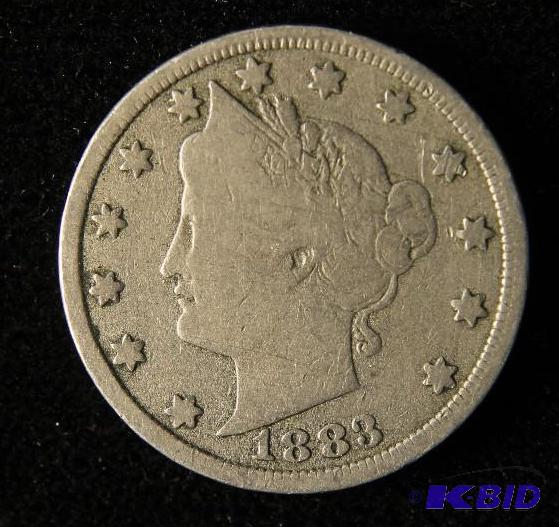 lot 120 image: 1883 NO CENTS LIBERTY V NICKEL FINE