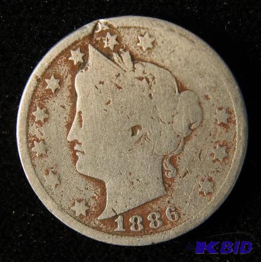 lot 122 image: 1886 LIBERTY V NICKEL KEY DATE COIN
