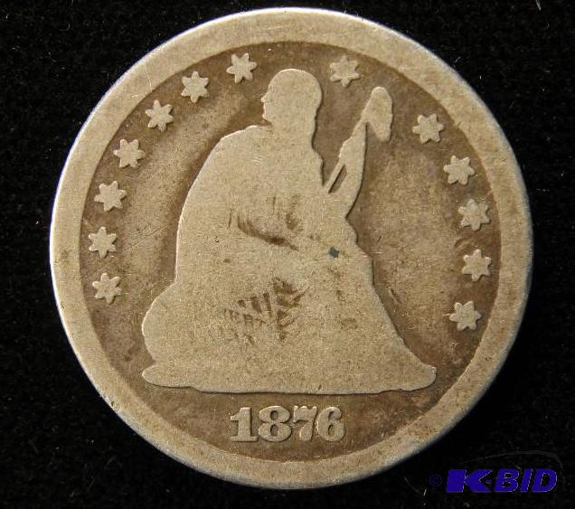 lot 124 image: 1876 CC CARSON CITY SEATED LIBERTY SILVER QUARTER