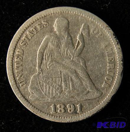 lot 126 image: 1891 SEATED LIBERTY SILVER DIME VF