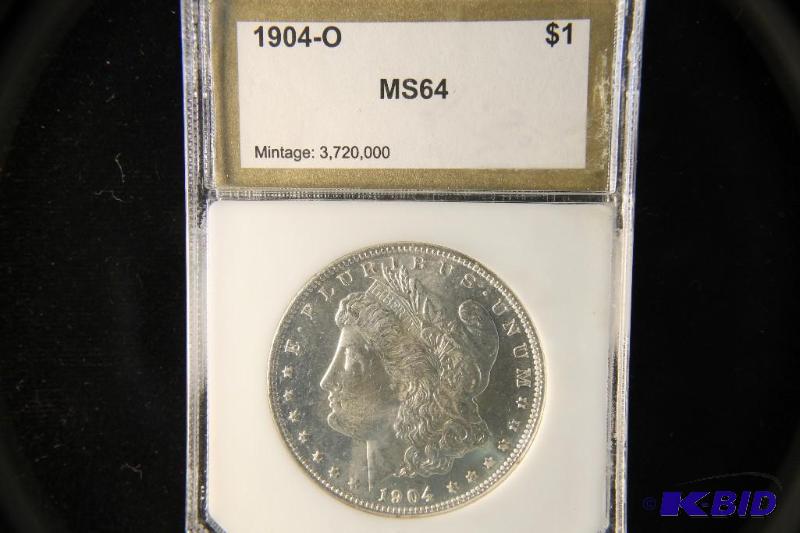lot 141 image: 1904-O MORGAN DOLLAR BU MS 64 PCI