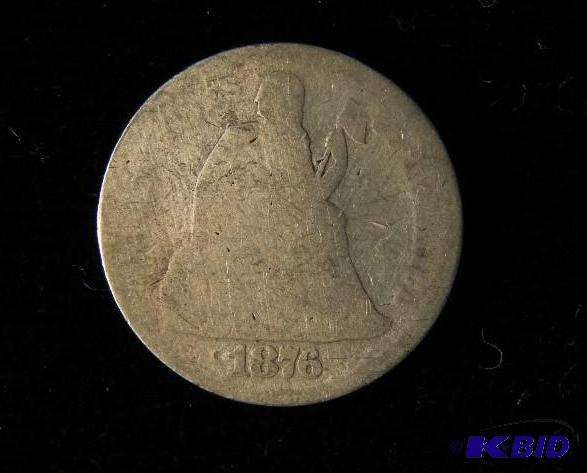 lot 16 image: 1876 SEATED LIBERTY DIME