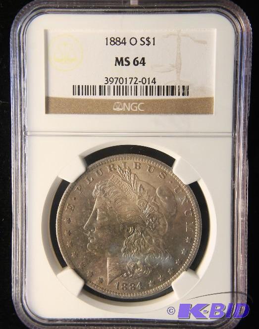 lot 19 image: 1884 O MORGAN DOLLAR NEAR GEM UNC NGC MS 64