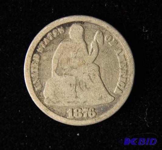 lot 20 image: 1876 CC CARSON CITY SEATED LIBERTY SILVER DIME