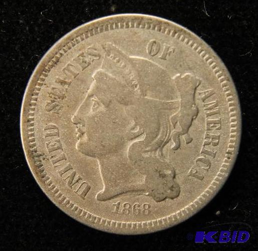 lot 24 image: 1868 3 CENT NICKEL