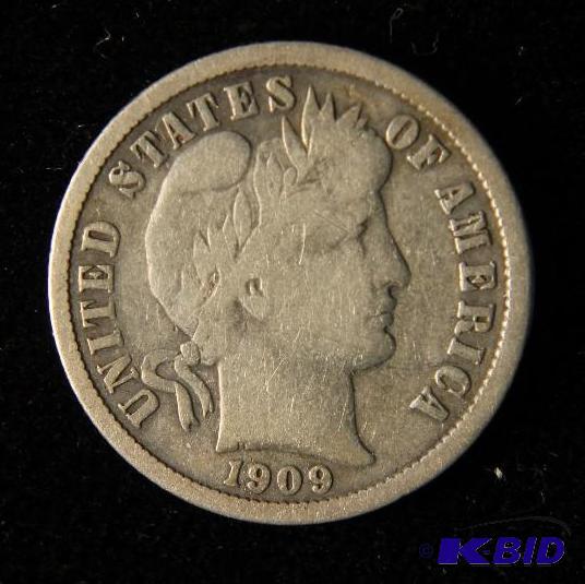 lot 26 image: 1909 BARBER DIME FINE