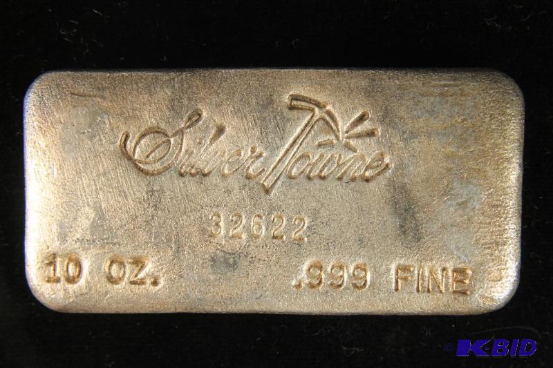 lot 36 image: 10 TROY OZ. POURED BAR .999 FINE SILVER SILVERTOWNE BAR