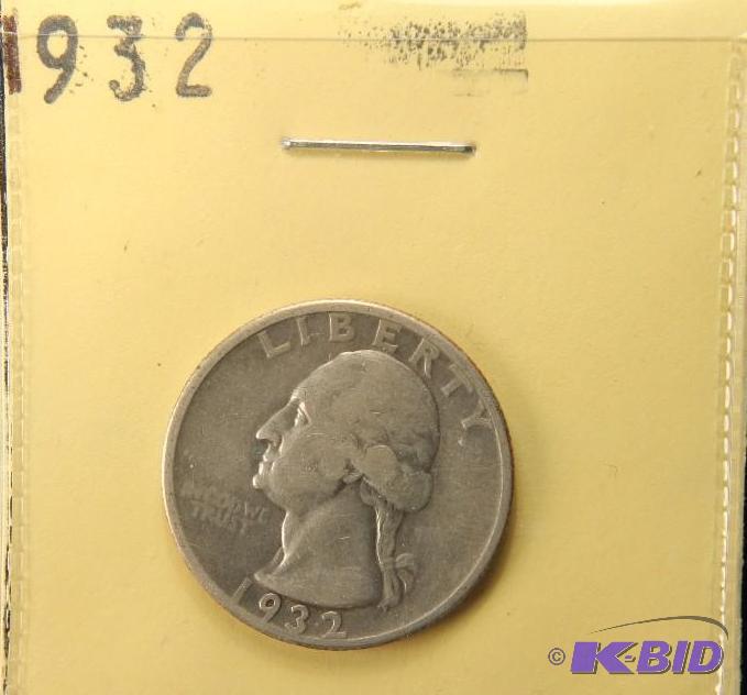 lot 38 image: 1932 WASHINGTON SILVER QUARTER FIRST YEAR OF ISSUE