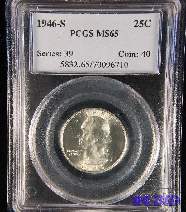 lot 41 image: 1946 S WASHINGTON QUARTER PCGS MS 65