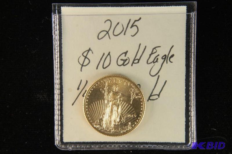 lot 5 image: 2015 $10 GOLD EAGLE 14 TROY Oz. FINE GOLD BU UNC COIN