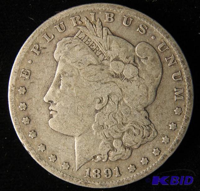 lot 51 image: 1891 S MORGAN DOLLAR VF