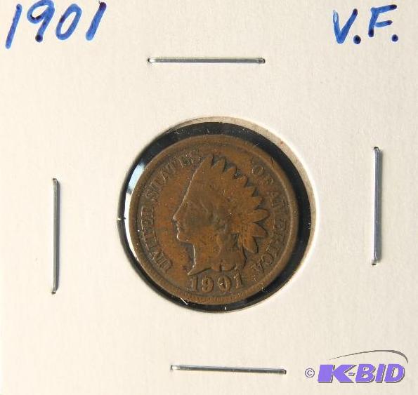 lot 56 image: 1901 INDIAN HEAD CENT FINE COIN