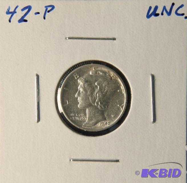 lot 64 image: 1942 MERCURY DIME GEM UNCIRCULATED