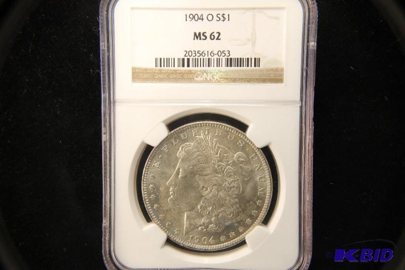 lot 74 image: 1904-O MORGAN DOLLAR BU NGC MS 62
