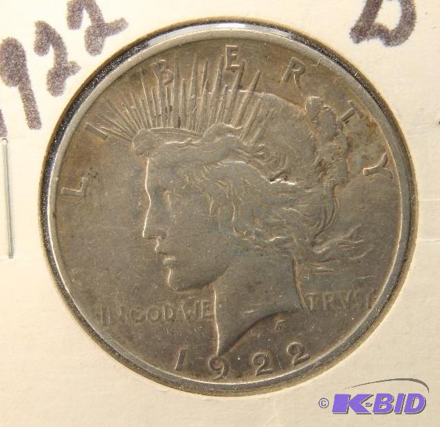 lot 77 image: 1922 D PEACE DOLLAR VF