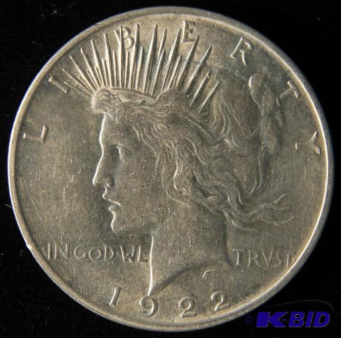 lot 99 image: 1922 D PEACE SILVER DOLLAR AU COIN