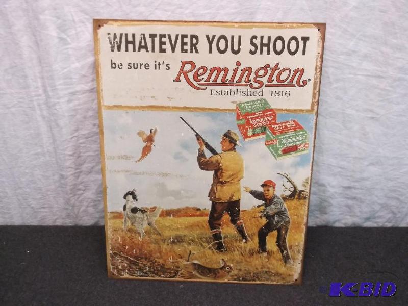 Collectable metal Remington sign measuring 12...