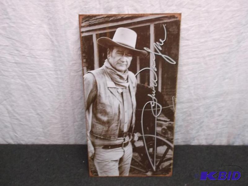 Collectable metal John Wayne sign measuring 1...