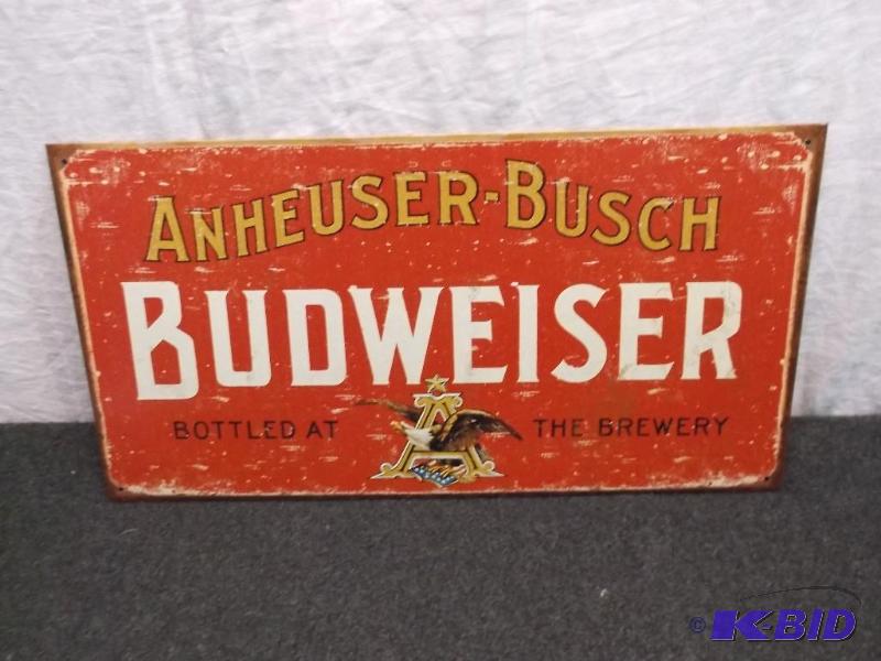 Collectable metal Budweiser sign measuring 16...